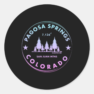 Sticker Rond Pagosa Springs Colorado Ville de Montagne - Rétro