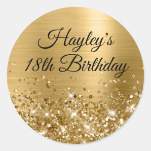 Sticker Rond Pailleté Or 18e Anniversaire