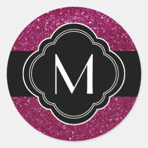 Sticker Rond Paillette rose