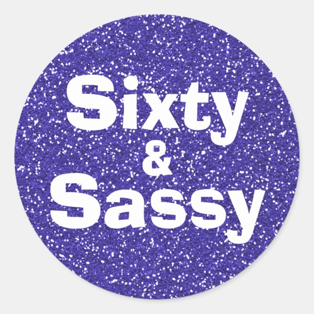 Sticker Rond Paillettes Bleu Royal 60 et Sexy 60e Anniversaire (Devant)