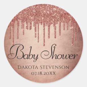 Sticker Rond Paillettes de pêche qui dégoulinent   Douche de co