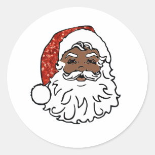 Sticker Rond paillettes noir santa claus