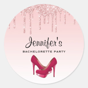 Sticker Rond Paillettes roses modernes et talons hauts