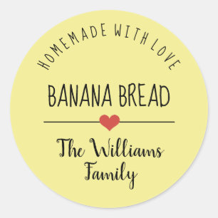 Sticker Rond pain à la banane fait maison avec amour jaune
