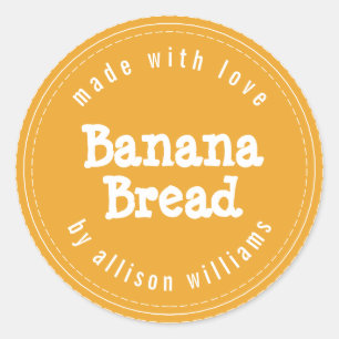 Sticker Rond Pain aux Bananes Fait Maison Moderne Jaune Clair