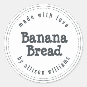 Sticker Rond Pain aux Bananes Fait Maison Moderne Noir Blanc