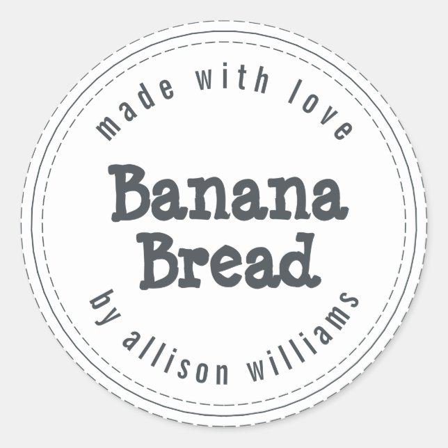 Sticker Rond Pain aux Bananes Fait Maison Moderne Noir Blanc (Devant)