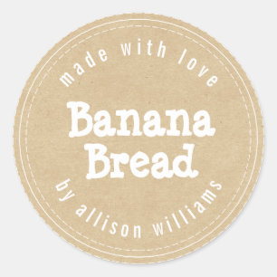 Sticker Rond Pain aux Bananes Fait Maison Moderne Papier Kraft