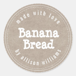 Sticker Rond Pain aux Bananes Fait Maison Papier Kraft Moderne