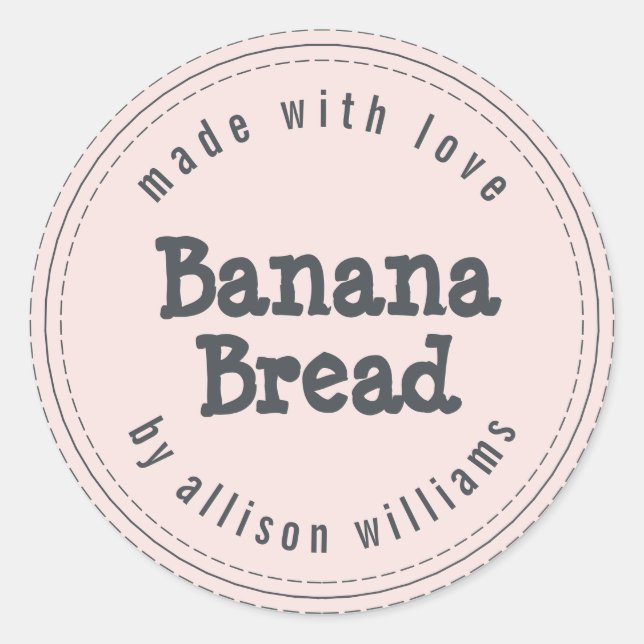 Sticker Rond Pain aux Bananes Maison Moderne Rose Pastel (Devant)