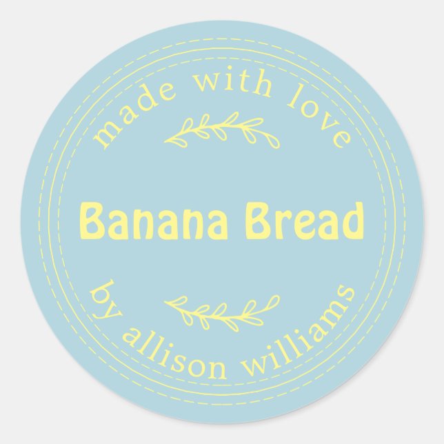 Sticker Rond Pain aux Bananes Maison Rustique Bleu Jaune (Devant)