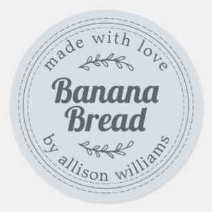 Sticker Rond Pain aux Bananes Maison Rustique Bleu Pastel