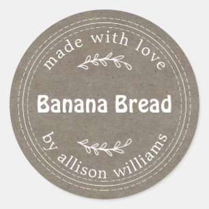 Sticker Rond Pain aux Bananes Maison Rustique Moderne Papier Kr