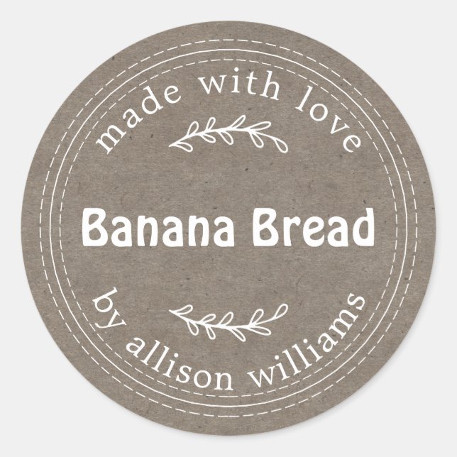 Sticker Rond Pain aux bananes maison rustique moderne Papier Kr (Devant)