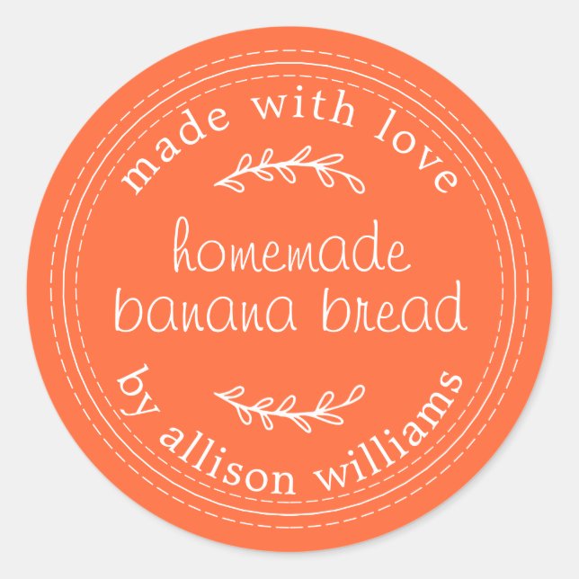 Sticker Rond Pain aux bananes maison rustique orange (Devant)