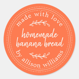 Sticker Rond Pain aux bananes maison rustique orange