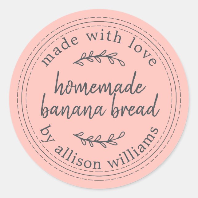 Sticker Rond Pain aux Bananes Maison Rustique Rose Pâle (Devant)