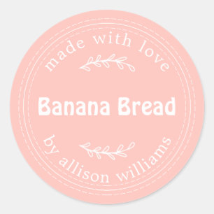 Sticker Rond Pain aux Bananes Maison Rustique Rose Pastel