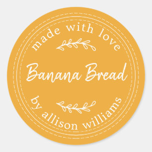 Sticker Rond Pain De Banane Fabriqué Maison Rustique Jaune