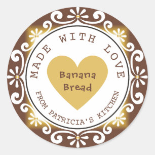Sticker Rond Pain De Banane Fait Maison Fabriqué Avec Amour