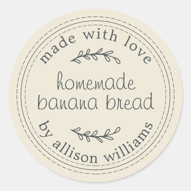 Sticker Rond Pain de banane fait maison rustique blanc antique (Devant)