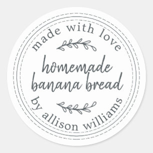 Sticker Rond Pain de banane fait maison rustique noir blanc