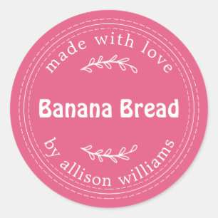 Sticker Rond Pain De Banane Fait Maison Rustique Rose Chaud