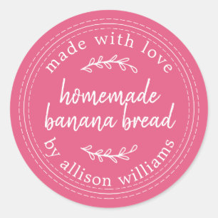 Sticker Rond Pain De Banane Fait Maison Rustique Rose Chaud