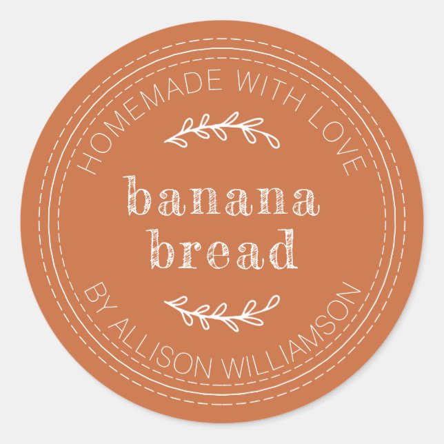 Sticker Rond Pain de banane maison rustique brûlé orange (Devant)
