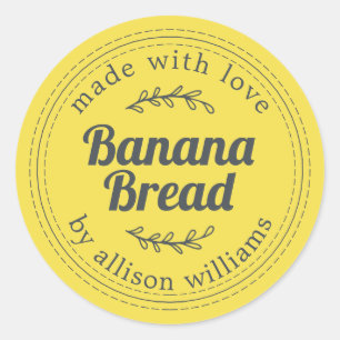 Sticker Rond Pain de banane maison rustique jaune
