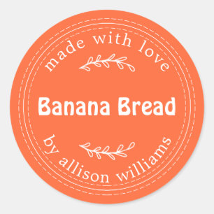 Sticker Rond Pain de banane maison rustique orange
