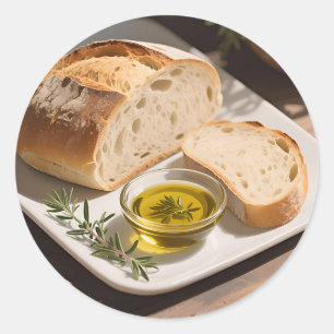 Sticker Rond Pain de campagne au levain Huile d'olive