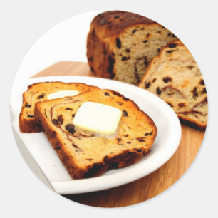 Sticker Rond Pain De Raisin Et cannelle