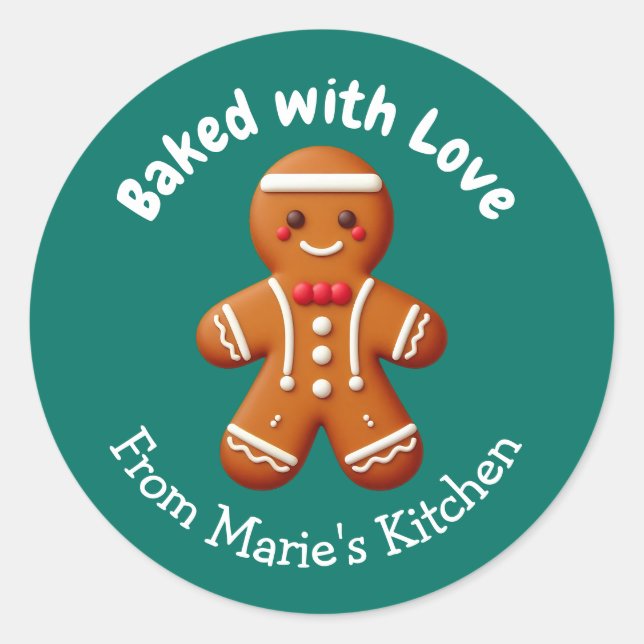 Sticker Rond Pain d'épice de Noël personnalisable cuit avec amo (Devant)