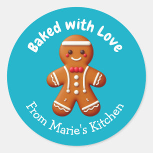 Sticker Rond Pain d'épice de Noël personnalisable cuit avec amo
