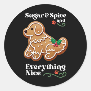 Sticker Rond Pain d'épice de sucre de chien Noël Cookie