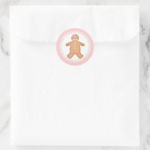 Sticker Rond Pain d'épice rose Cookie Favoriser Tags