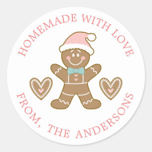 Sticker Rond pain d'épices fait avec amour Noël