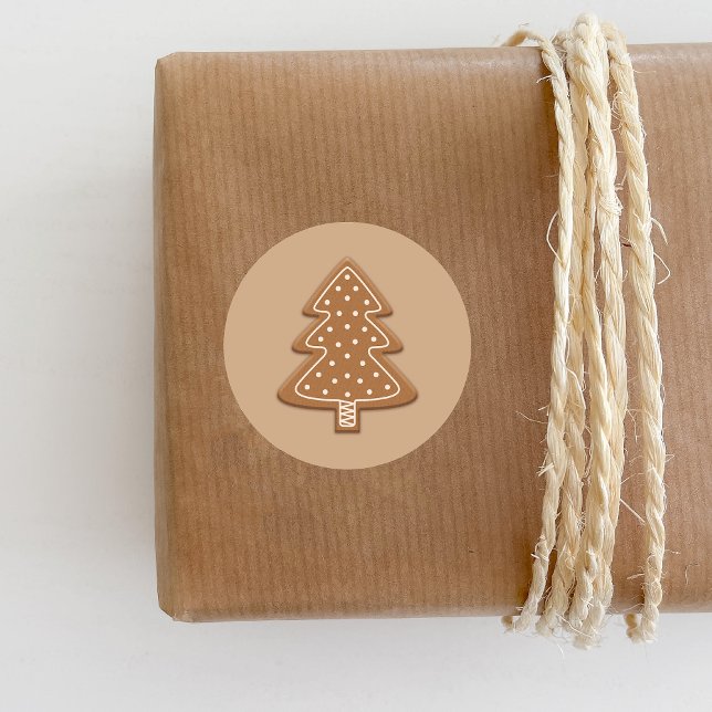 Sticker Rond Pain d'épices - Forme d'arbre de Noël Cookie (Cute cookie design for the Holiday season.)
