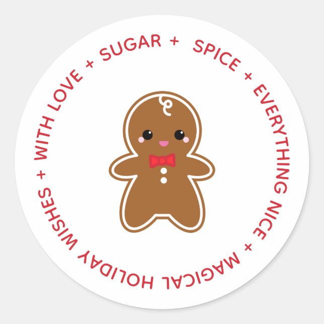 Sticker Rond pain d'épices garçon NOËL cookie échange cadeau (Devant)