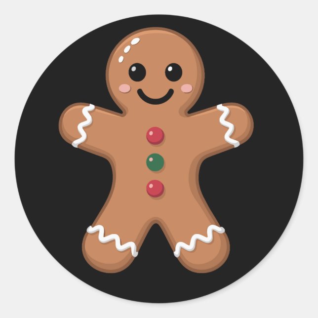 Sticker Rond Pain d'épices Homme Noël Cookie Cuisine Vacances (Devant)