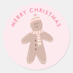 Sticker Rond Pain d'épices rose mou Premier Noël