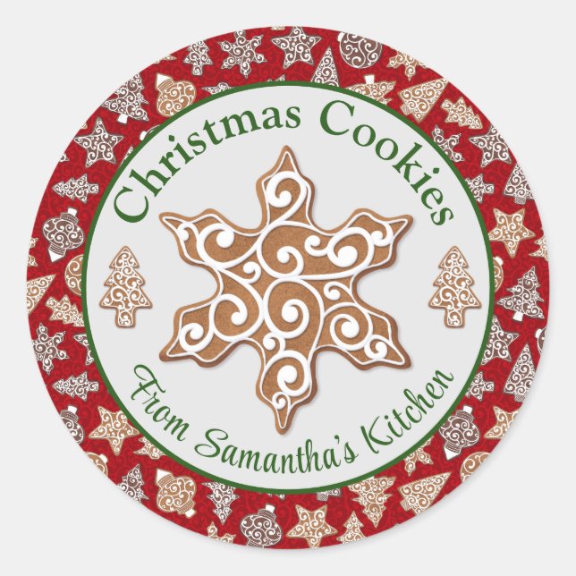 Sticker Rond Pain d'épices rouge biscuits de Noël faits maison (Devant)