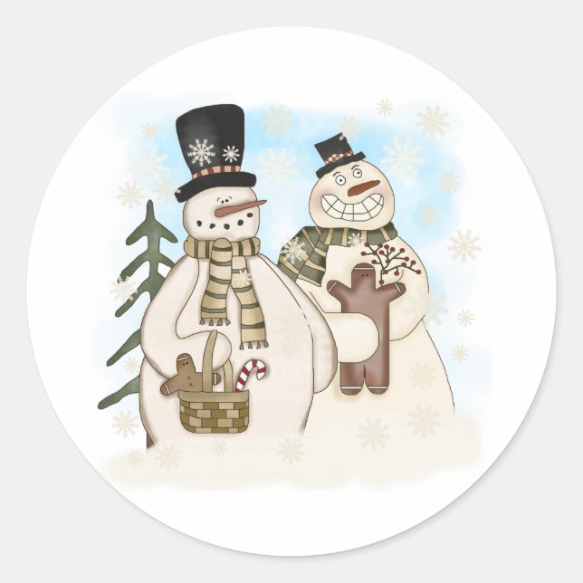 Sticker Rond Pain d'épices Snowman Vacances d'hiver (Devant)