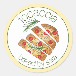 Sticker Rond Pain Focaccia De Boulangerie Italienne Fabriqué Ma