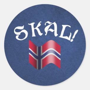 Sticker Rond Pain grillé potable de la Norvège de drapeau