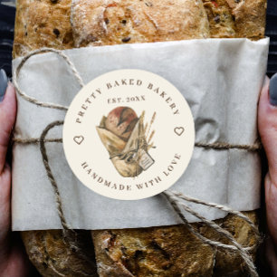 Sticker Rond Pain Rustique D'Aquarelle De Boulangerie
