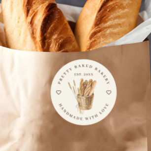 Sticker Rond Pain Rustique D'Aquarelle De Boulangerie