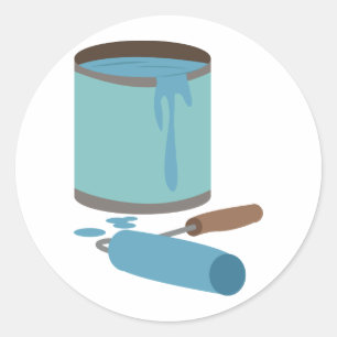 Sticker Rond Paint Can et Roller