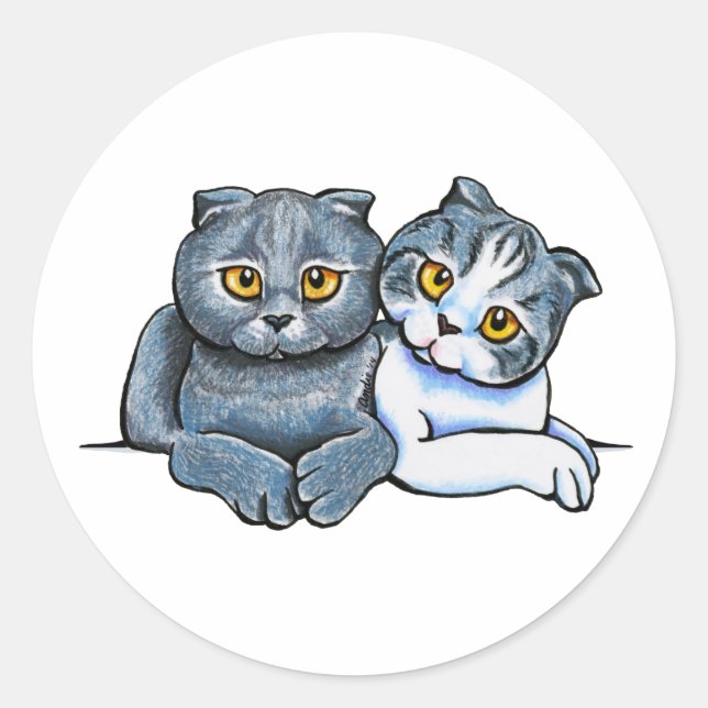 Sticker Rond Paire de pliage écossais (Devant)